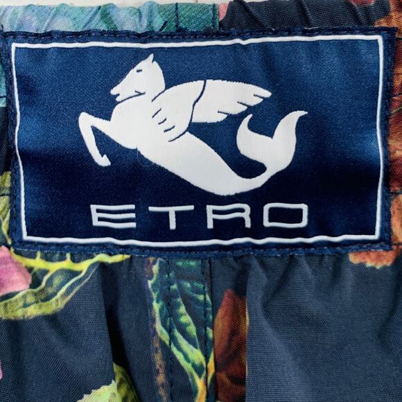 ETRO Size L Multi Color Floral Polyamide Swim Trunks - Picture 3 of 5